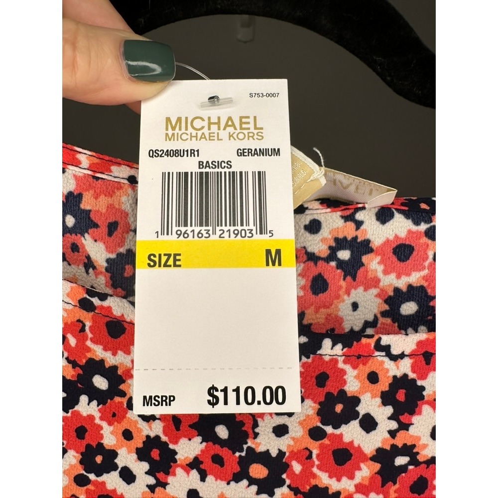 Michael Kors Floral Print Smocked Waist 3/4 Sleeve Blouse Top. NWT - Picture 7 of 10
